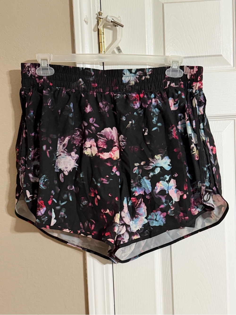 Avia Black Floral Athletic Shorts with Multicolor Blooms